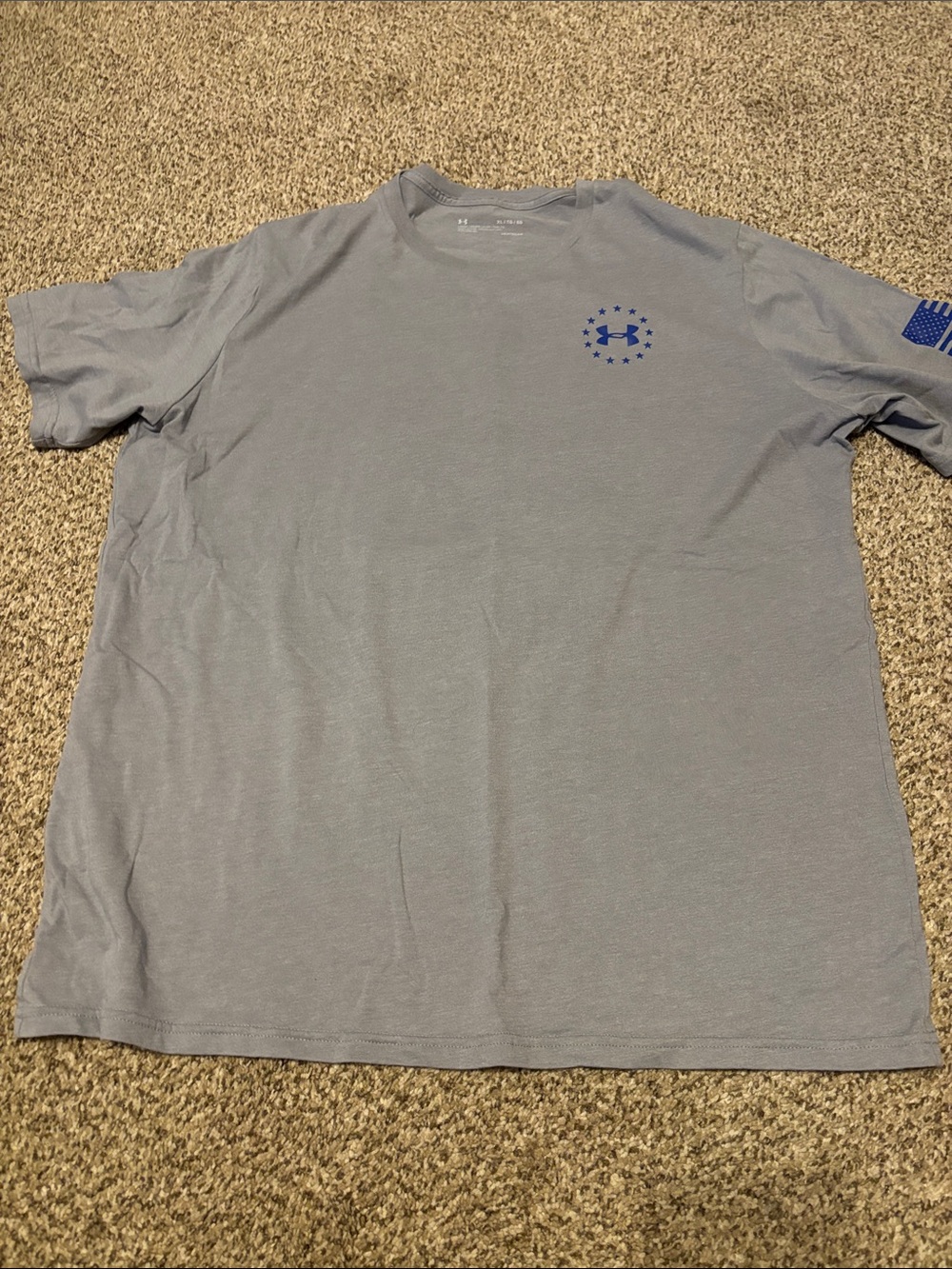 Under Armour Light Gray Short Sleeve Tee with Blue Logo